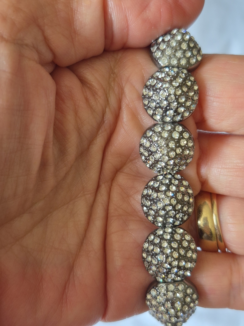 Stella & Dot Crystal Pave Disc Bracelet - Silver Sparkle